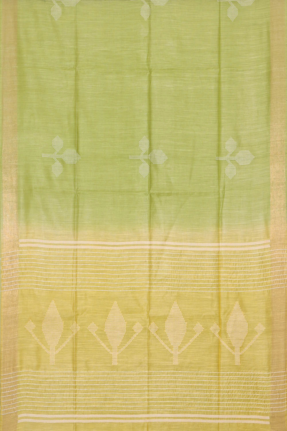 Image of Tussar Pista Green Embroidered Saree